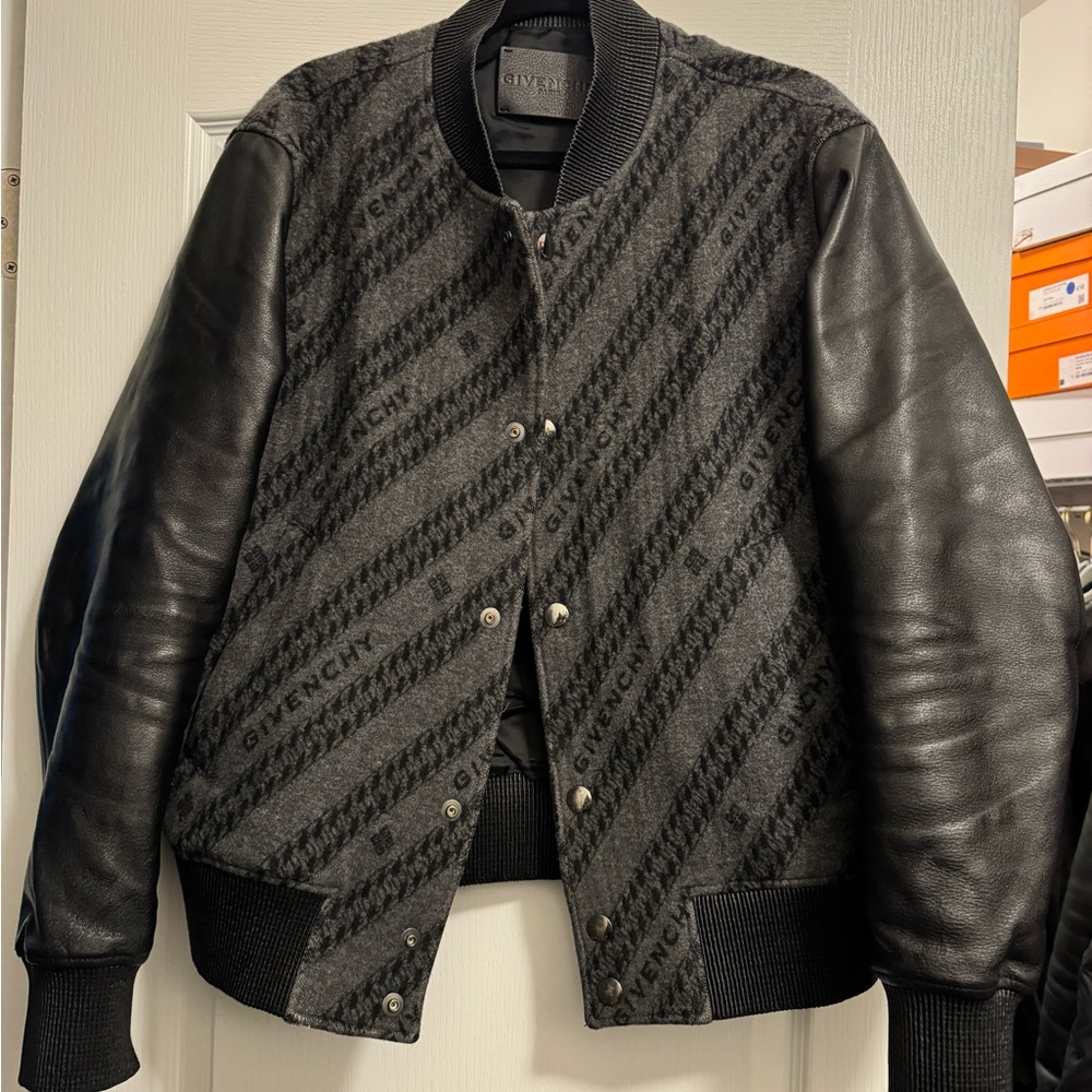 Givenchy Chain Jacquard Wool Varsity Jacket - Preowned